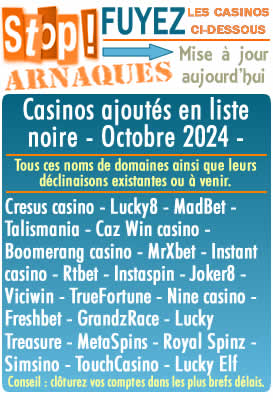 Liste noire des casinos en ligne.